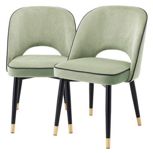 Cliff eetkamerstoel set van 2 savona pistache green velvet