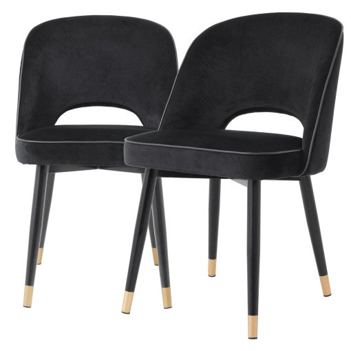 Cliff eetkamerstoel set van 2 roche black velvet