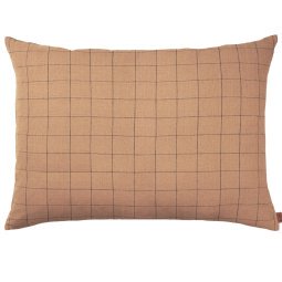 Brown Cotton kussen 80x60 grid