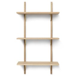 Sector Shelf wandplank triple narrow Natural Oak/Brass