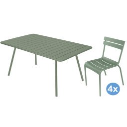 Luxembourg tuinset 165x100 tafel + 4 stoelen (chair) cactus