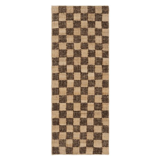 Check Runner vloerkleed 70x180 wol jute Coffee/Natural