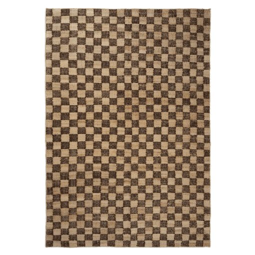 Check vloerkleed 200x300 wol jute Coffee/Natural