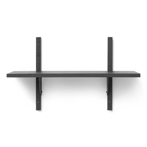 Sector Shelf wandplank single narrow Dark Stained Ash/Black Bras