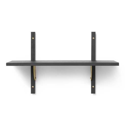 Sector Shelf wandplank single narrow Dark Stained Ash/Brass