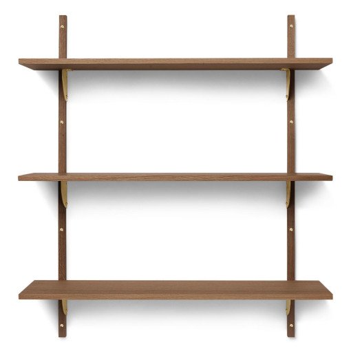 Sector Shelf wandplank triple wide Smoked Oak/Brass