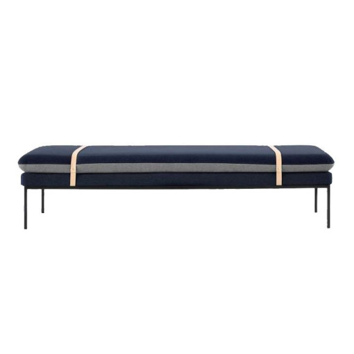 Turn Daybed bank Wool blauw met lichtgrijs zitkussen