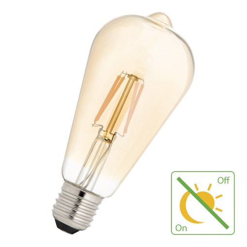 LED ST64 lichtbron met nachtsensor E27 4W 2200K goud ND