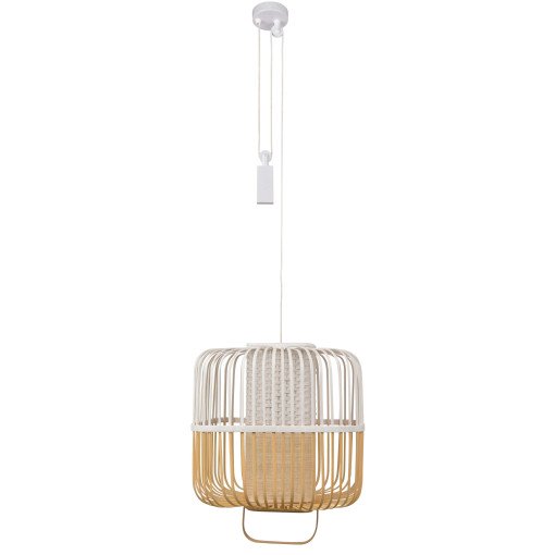 Bamboo square hanglamp medium white