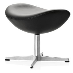 Egg Foot Stool voetenbank Aura leder zwart, polished aluminium