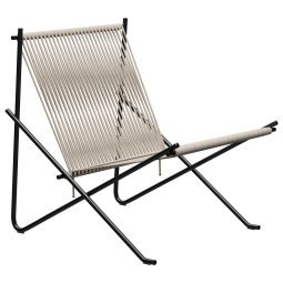 PK4 fauteuil zwart stalen frame met natural halyard