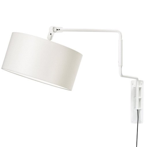 Swivel wandlamp wit frame witte kap