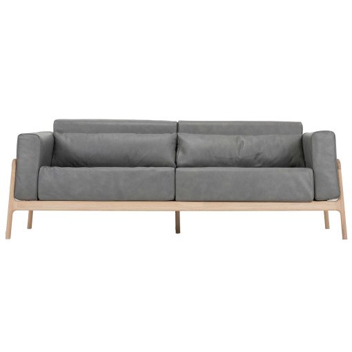 Fawn sofa 3-zits whitewash Dakar Leather Grey