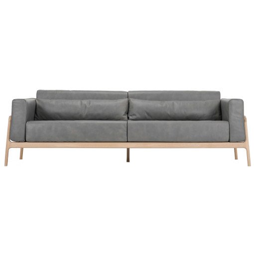 Fawn sofa 3+ whitewash Dakar Leather Grey