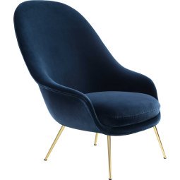 Bat high conic fauteuil velutto-970, onderstel matt brass