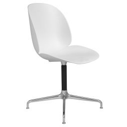 Beetle stoel met zwart/gepolijst aluminium swivel onderstel white