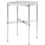 TS bijzettafel 40 polished steel white carrara marble