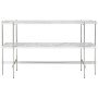 TS console 120x30x72 polished steel white carrara marble