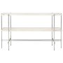 TS console 120x30x72 polished steel neutral white travertine