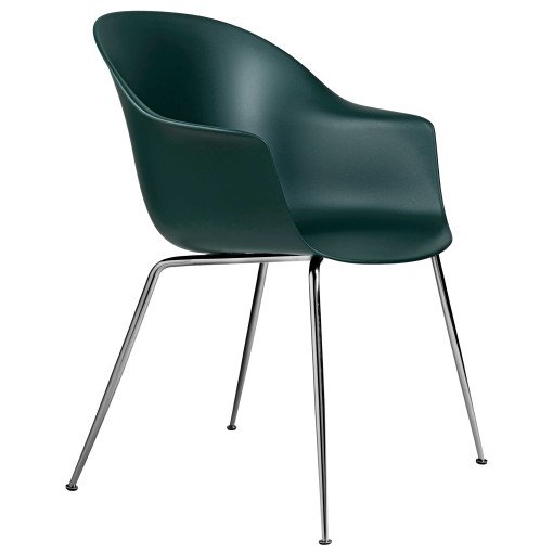 Bat eetkamerstoel chroom onderstel Dark Green