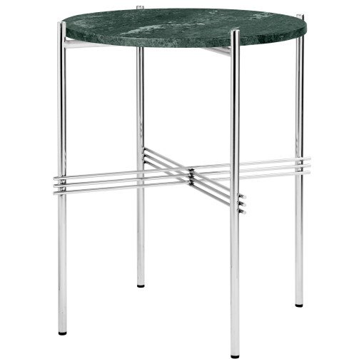 TS bijzettafel 40 polished steel green guatemala marble