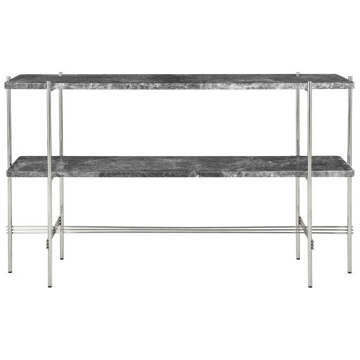 TS console 120x30x72 polished steel grey emperador marble