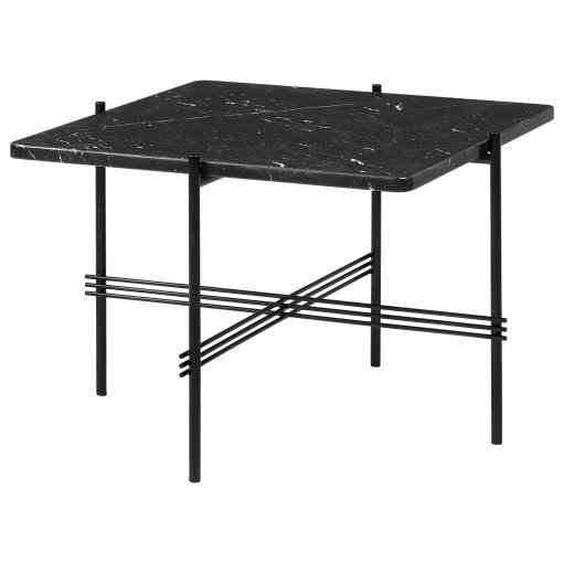 TS salontafel 55x55 zwart/zwart marmer