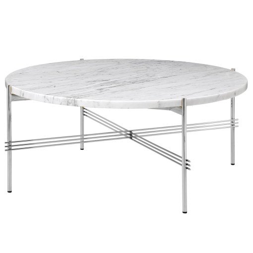 TS salontafel 80 polished steel white carrara marble