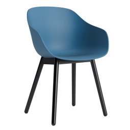 AAC212 stoel zwart gelakt eiken onderstel Azure Blue