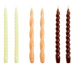 Candle Long Mix kaarsen set van 6 citrus, dark peach, brown