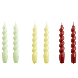 Candle Spiral kaarsen set van 6 mint/ citrus/ burgundy