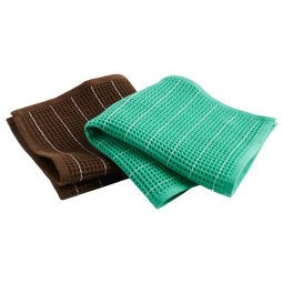 Canteen vaatdoek set van 2 Chocolate and Emerald Pinstripe