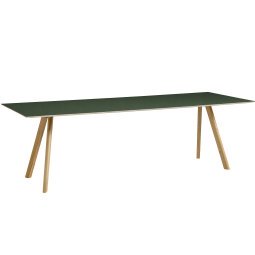 Copenhague CPH30 tafel 250x90, gelakt eiken, groen linoleum