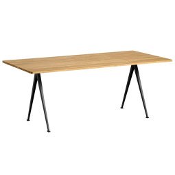 Tweedekansje - Pyramid 02 tafel 190x85 helder gelakt, zwart onderstel