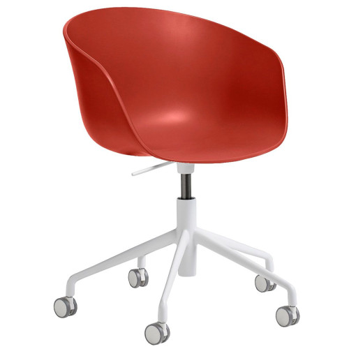 About a Chair AAC24 stoel met wit onderstel, Warm Red