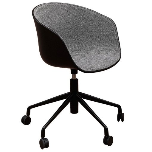 	About a Chair AAC52 gestoffeerde bureaustoel, onderstel zwart, kuip Black, Hallingdal 166