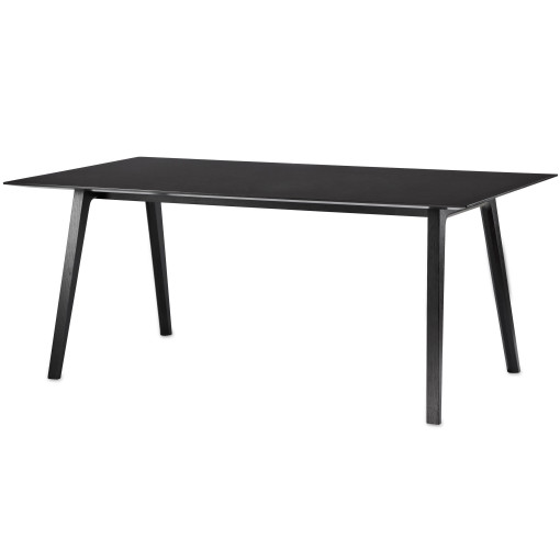 Bella Desk tafel medium, frame zwart eiken, blad zwart linoleum