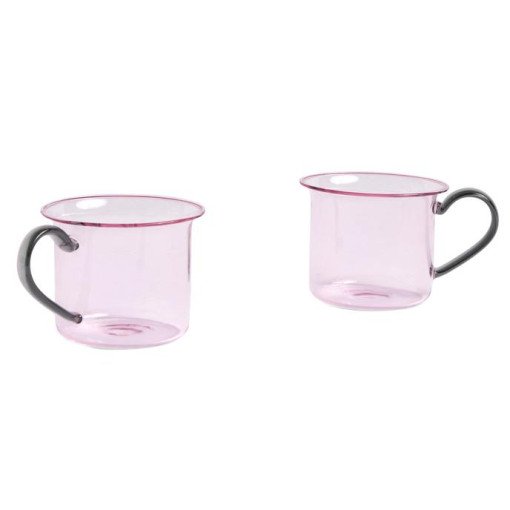 Borosilicate mok 200ml set van 2 Pink, Grey