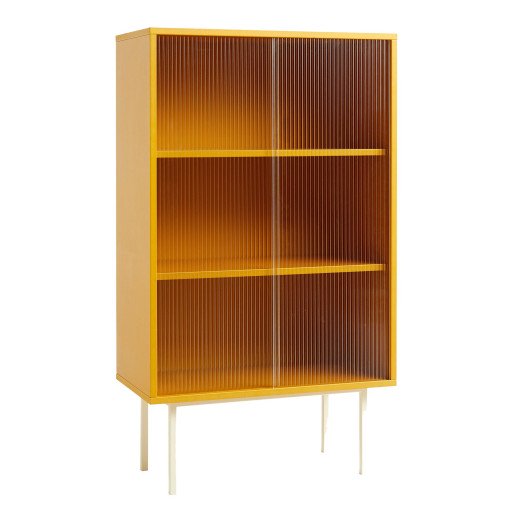 Colour cabinet tall dressoir with glass doors yellow