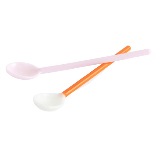 Glass Spoons Duo lepels set van 2 Light Pink and Bright Orange