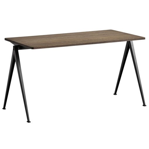 Pyramid 01 tafel 140x65 gerookt eiken, zwart onderstel