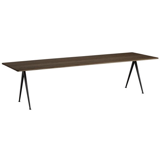 Pyramid 02 tafel 300x85 gerookt eiken, zwart onderstel