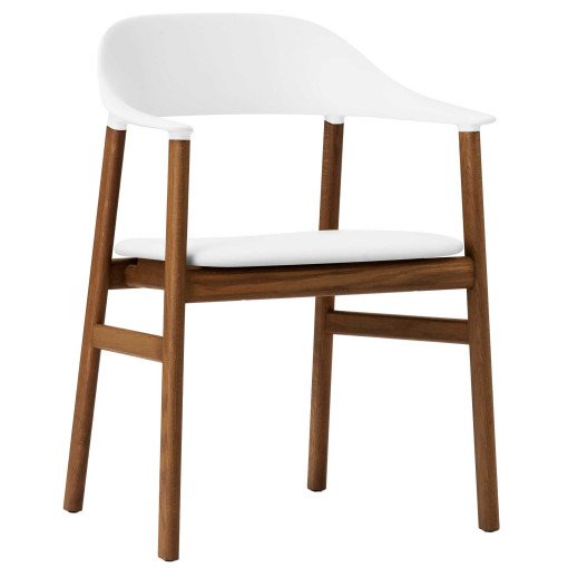 Herit Armchair Smoked Oak stoel Spectrum leer wit