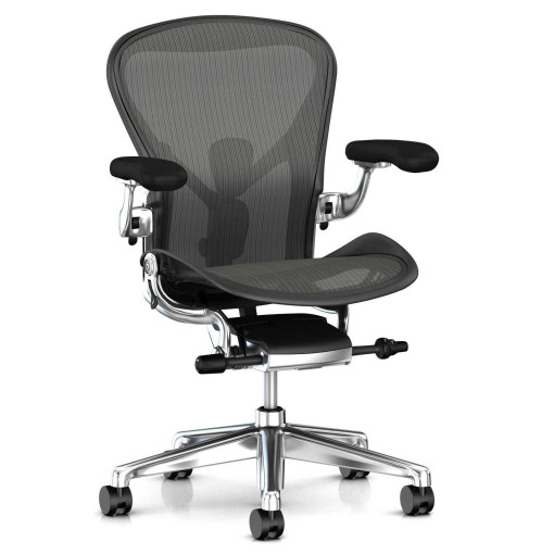 Aeron Chair bureaustoel Graphite, frame gepolijst aluminium