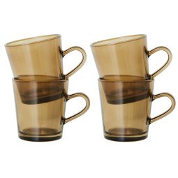 70's Glassware koffie mok set van 4 mud brown