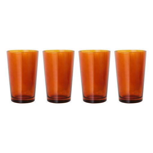 70's Glassware thee glas set van 4 amber brown