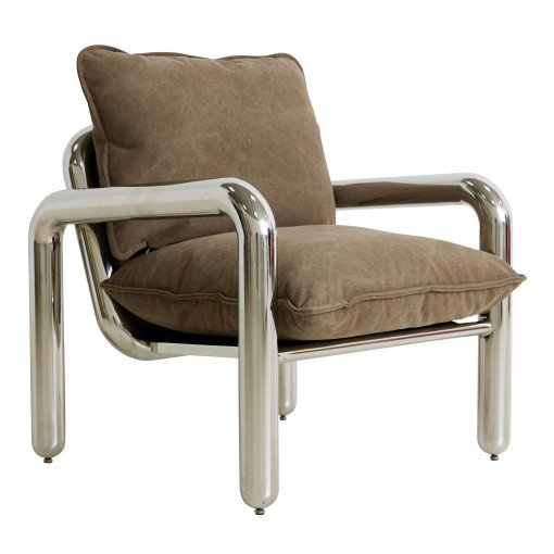 Chrome Lounge fauteuil canvas, brown