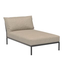 Level2 Chaise Longue ligbed frame donkergrijs stof papyrus