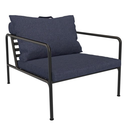 Avon Lounge fauteuil frame zwart stof indigo heritage