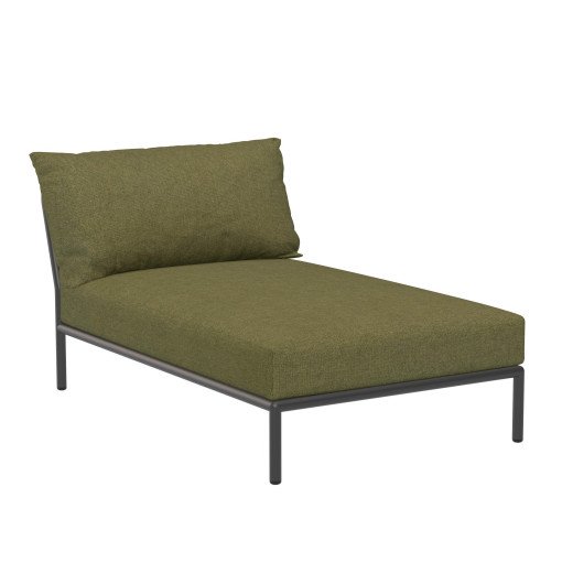 Level2 Chaise Longue ligbed frame donkergrijs stof leaf